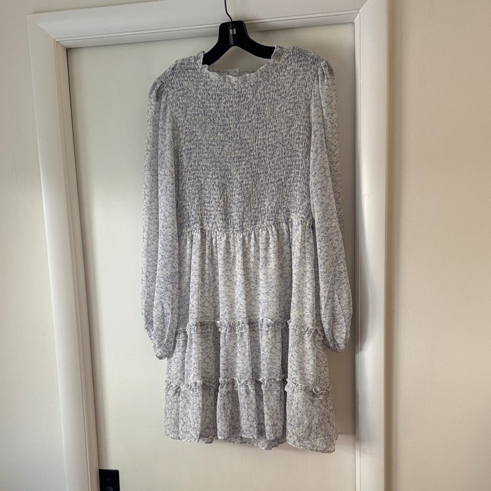 Petal & Pup Textured White and Blue Dress